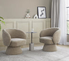 Fran Swivel Accent Chair - Light Brown Fabric
