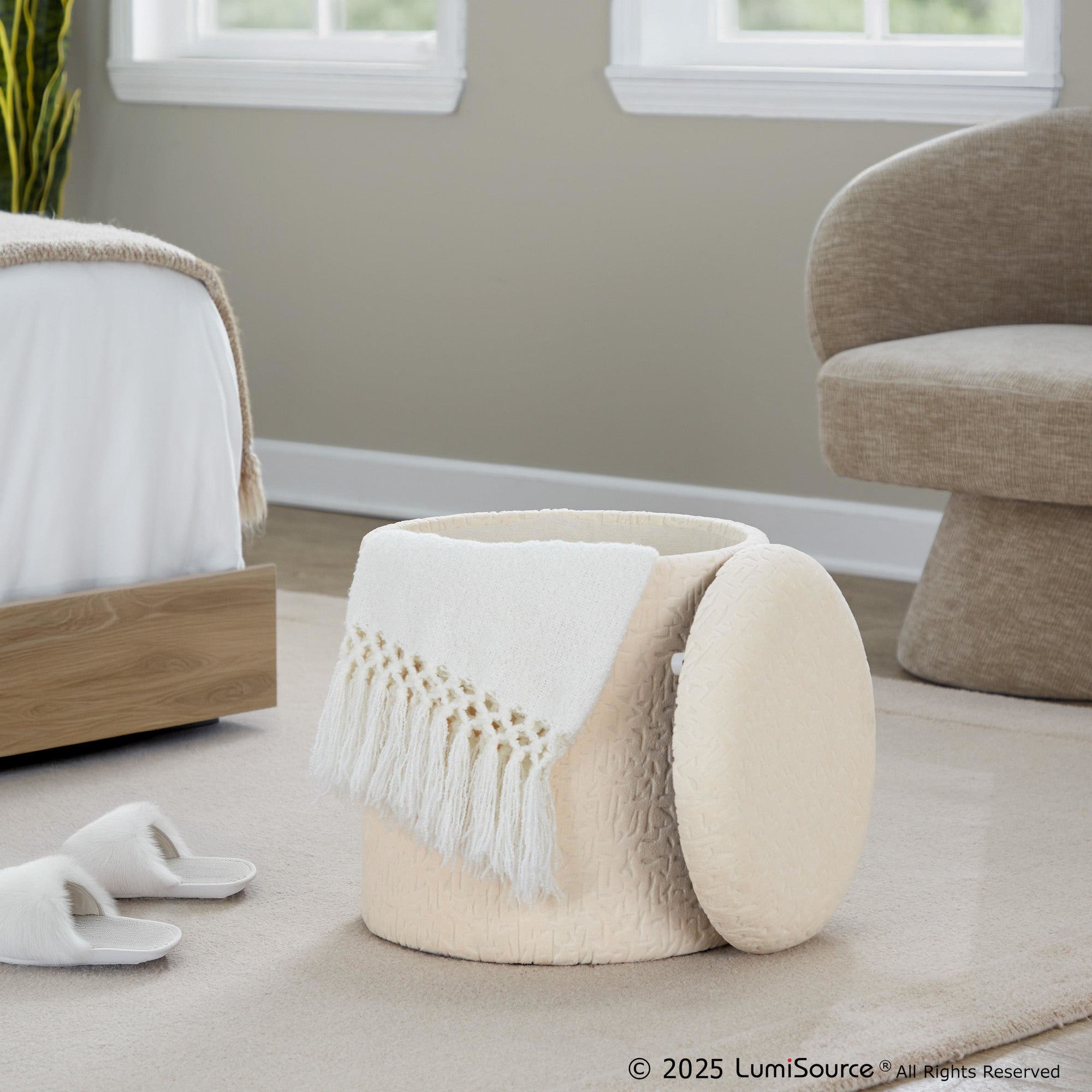 Tahoe 18" Ottoman - Beige Wool