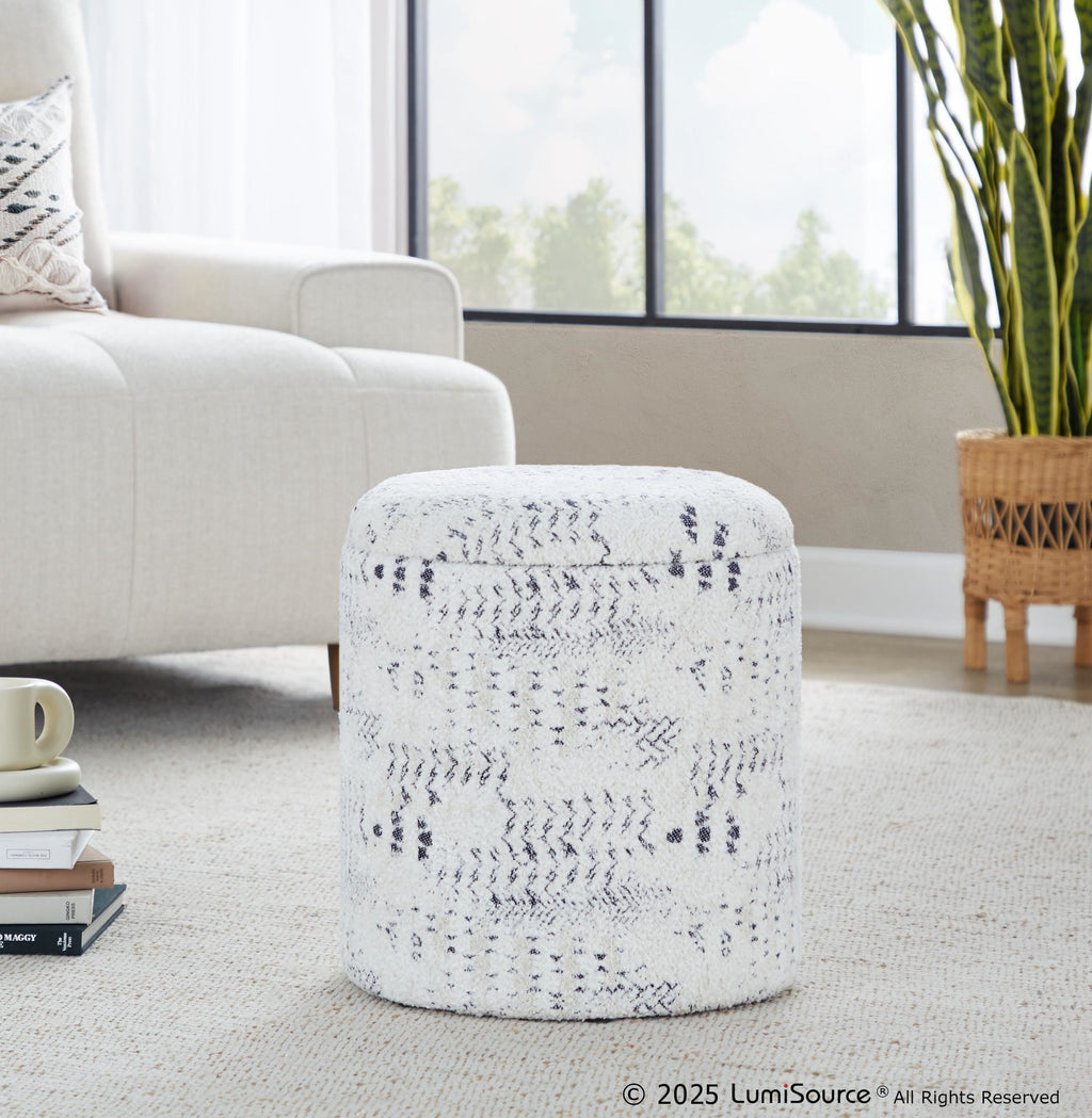 Tahoe 18" Aztec Ottoman - Ivory Cotton