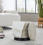 Tahoe 18" Band Ottoman - Black Metal, Cream Wool