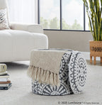 Tahoe 18" Mosaic Ottoman - Black Wool, Ivory Wool