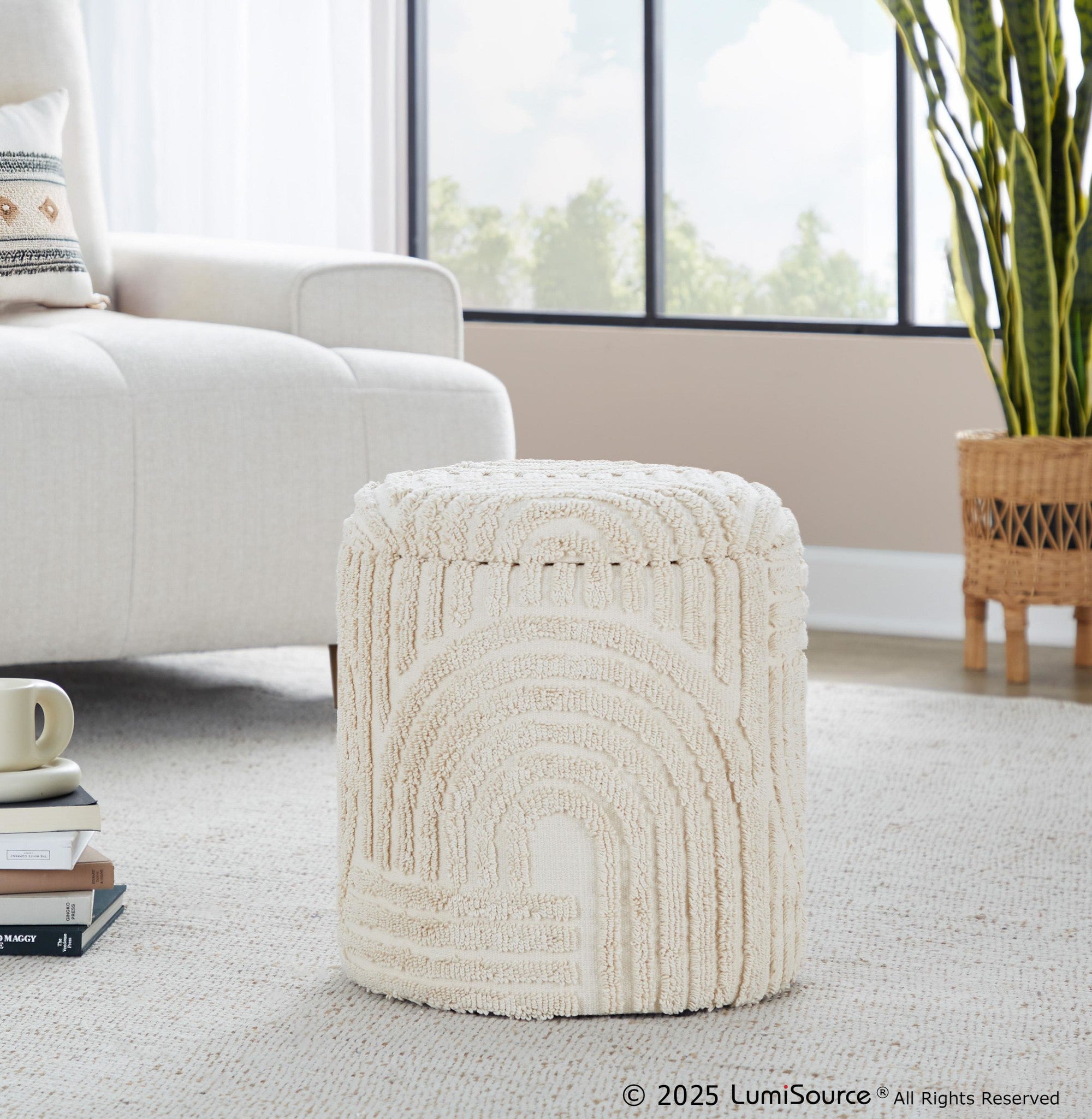 Tahoe 18" Sand Ottoman - Beige Cotton