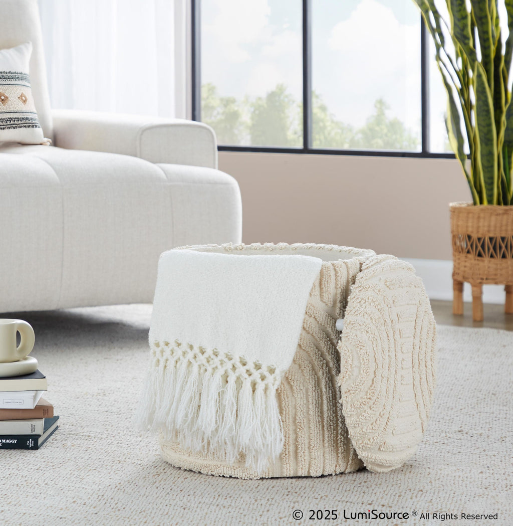 Tahoe 18" Sand Ottoman - Beige Cotton