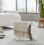 Tahoe 18" Shag Ottoman - Beige Acro Wool