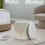 Tahoe 18" Waffle Ottoman - Ivory Wool