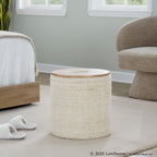 Tahoe 17" Wood Ottoman - Beige Wool, Mango Wood
