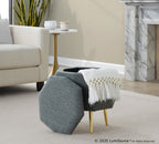 Diamond Ottoman - Gold Metal, Green Fabric