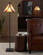 Ren 63" Floor Lamp - Oil Rubbed Bronze Metal, Cream Glass, Brown Glass