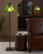 Ren 63" Floor Lamp - Oil Rubbed Bronze Metal, Green Glass