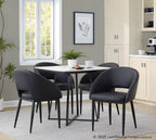 Folia Dinette Table - Black Metal, White Textured Marble, Black Wood