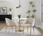 Renee Upholstered Chair - Set of 2 - Gold Metal, Light Brown Fabric