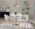 Renee Upholstered Chair - Set of 2 - Gold Metal, Silver Fabric