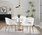 Renee Upholstered Chair - Set of 2 - Gold Metal, Off-white Fabric