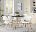 Folia Dinette Table - Gold Metal, Black Textured Marble, Black Wood