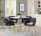 Folia Dinette Table - Gold Metal, White Textured Marble, Black Wood