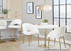 Renee Adjustable Barstool - Set of 2 - Gold Metal, White PU