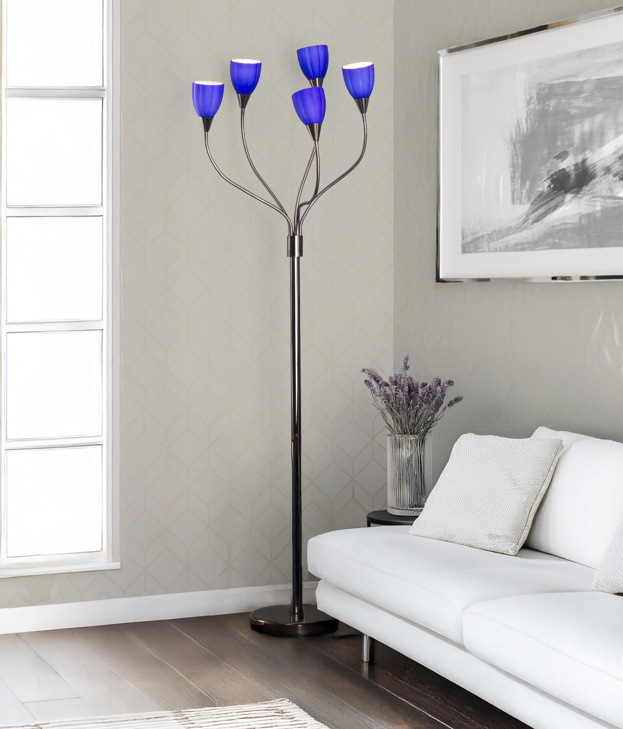 Medusa Floor Lamp - Black Chrome, Blue Glass