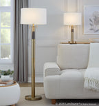 Trophy 27" Table Lamp - Gold Metal, White Linen