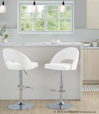 Renee Upholstered Adjustable Barstool - Set of 2 - Chrome, Cream Fabric
