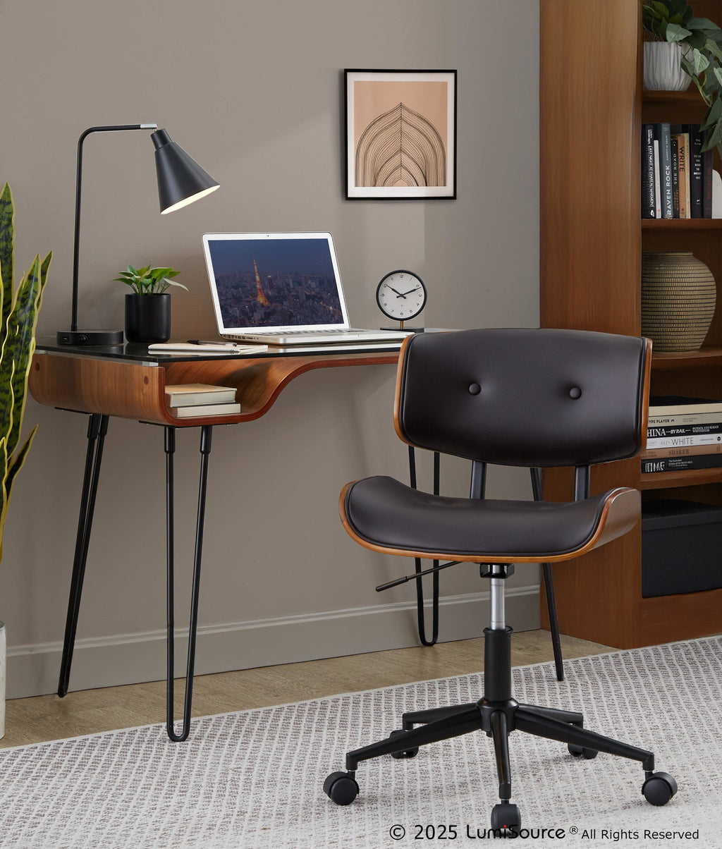 Lombardi Office Chair - Walnut Wood, Espresso PU