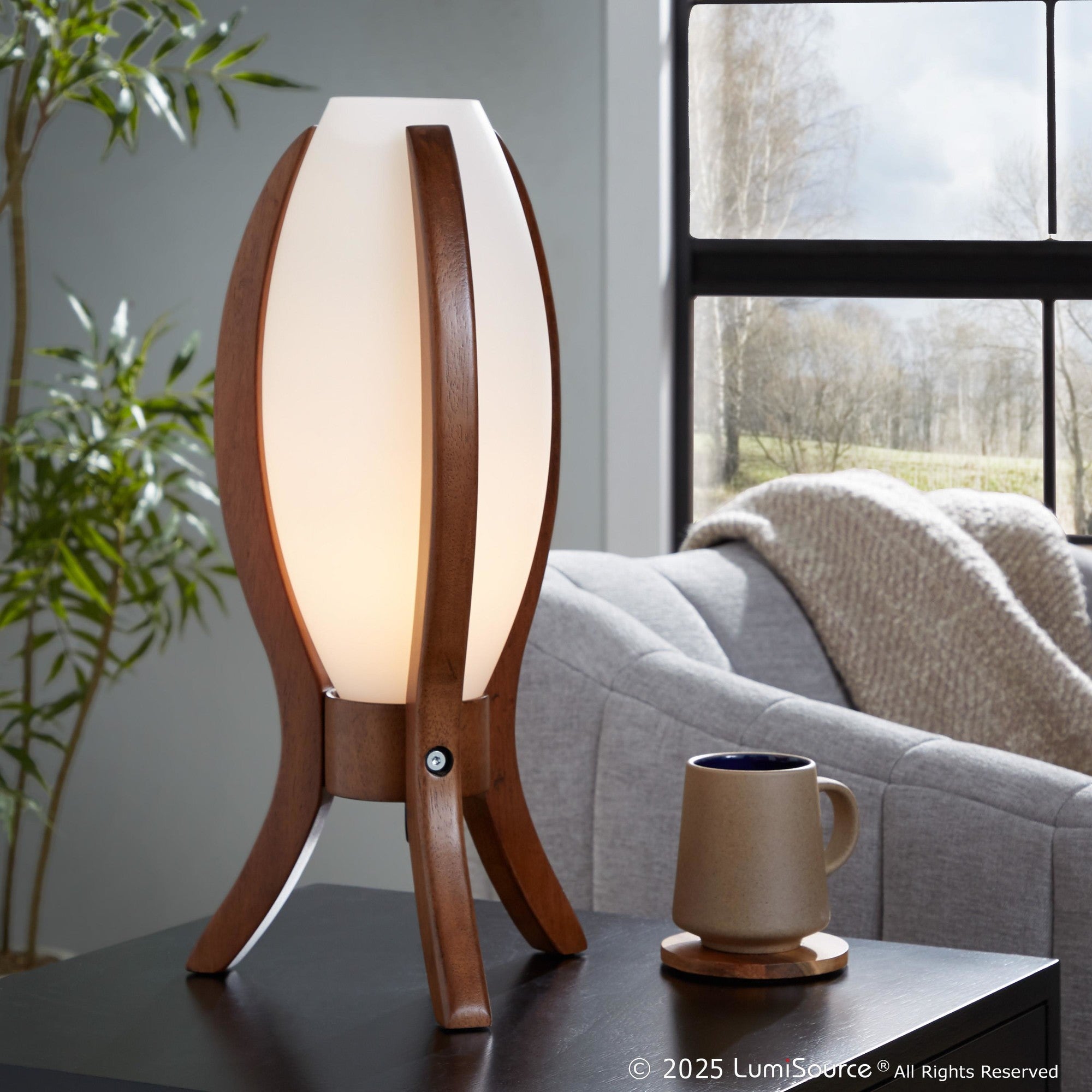 Case Table Lamp - Walnut Wood, Frosted Glass