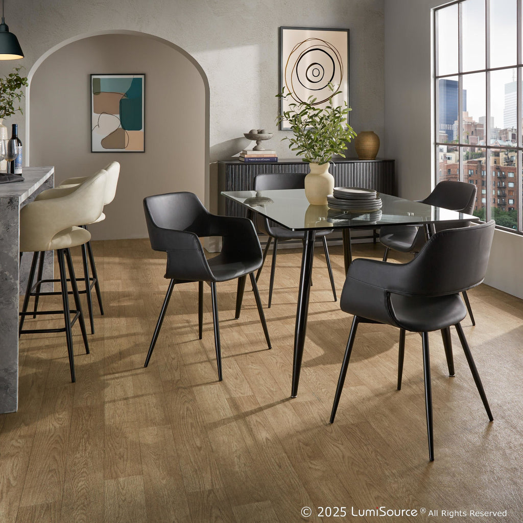 Clara Dining Table - Black Metal, Clear Glass