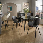 Clara Dining Table - Black Metal, Clear Glass
