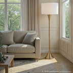 Lenuxe 65" Metal Floor Lamp - Gold Metal, White Linen