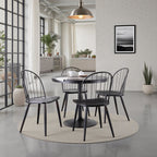 Riley High Back Chair - Set of 2 - Black Metal, Black Wood