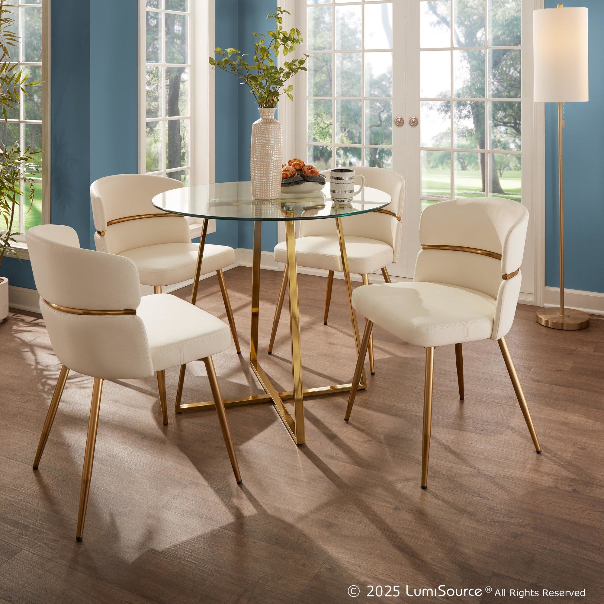 Cosmo Dinette Table - Gold Metal, Clear Glass