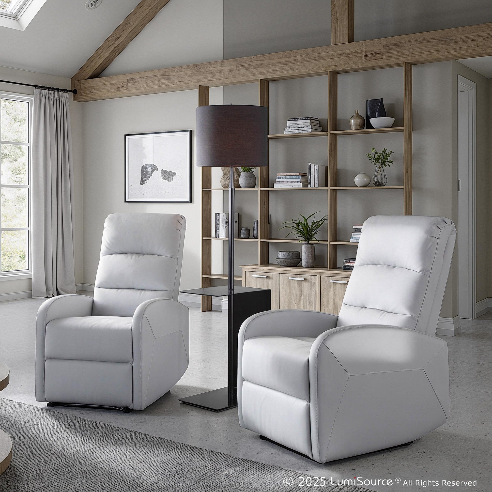 Dormi Recliner Chair - Light Grey/taupe PU