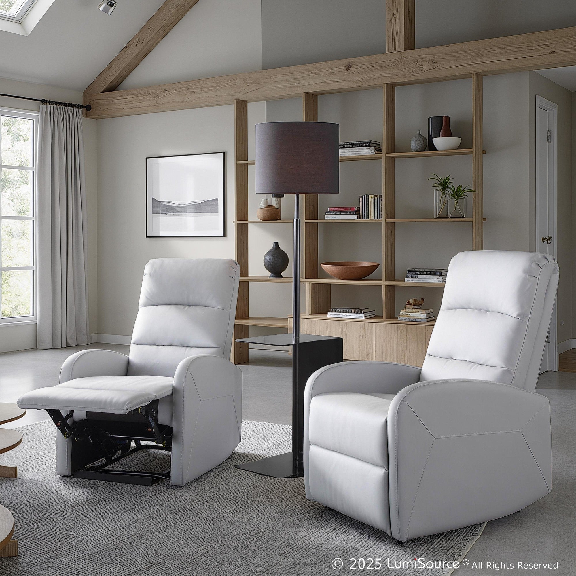 Dormi Recliner Chair - Light Grey/taupe PU