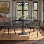 Dakota-winston Dining Set - 5 Piece - Black Metal, Black Wood, Brown Metal, Dark Walnut Wood