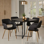 Folia Dinette Table - Black Metal, Black Textured Marble, Black Wood