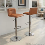 Casper Adjustable Barstool - Set of 2 - Chrome Metal, Camel PU