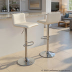 Casper Adjustable Barstool - Set of 2 - Chrome Metal, Cream Velvet