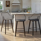 Winston 26" Fixed-Height Counter Stool - Black Wood, Black Metal