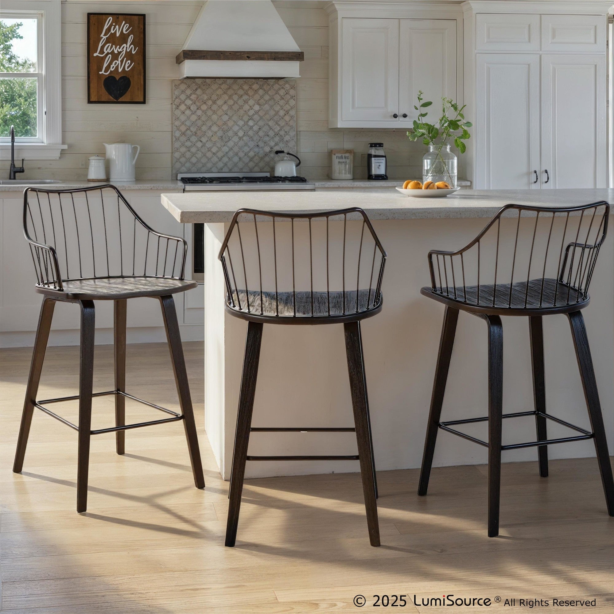 Winston 26" Fixed-Height Counter Stool - Black Wood, Black Metal