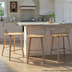 Winston 26" Fixed-Height Counter Stool - Whitewashed Wood, Antique Copper Metal