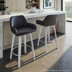 Daniella 26" Fixed-Height Counter Stool - Set of 2 - White Wood, Black PU, Chrome Metal