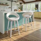 Posh 26" Fixed-Height Counter Stool - Set of 2 - White Wood, White PU, Chrome Metal