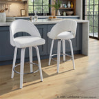Renee 26" Fixed-Height Counter Stool - Set of 2 - White Wood, White PU, Chrome Metal