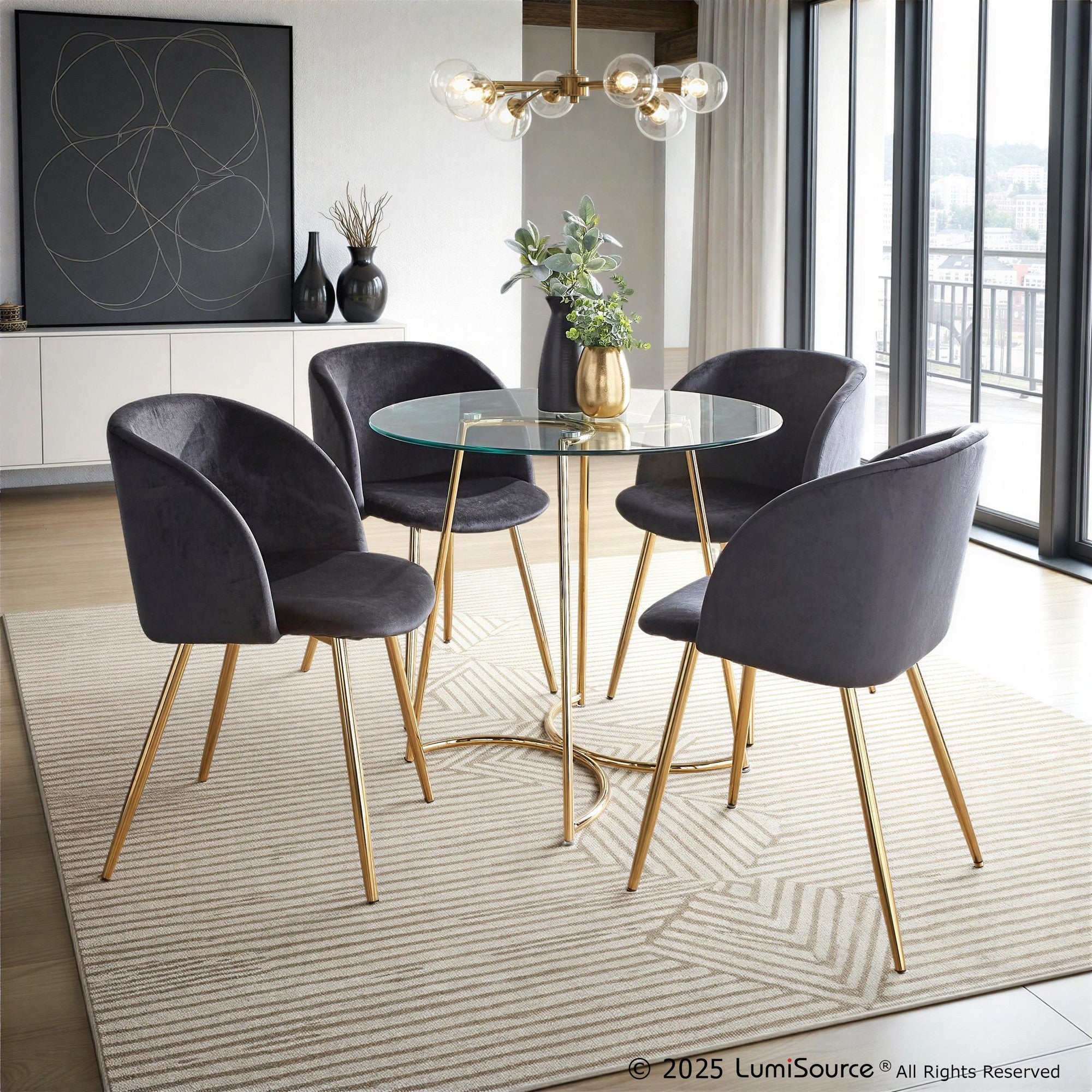 Cece Dinette Table - Black Steel, Clear Glass