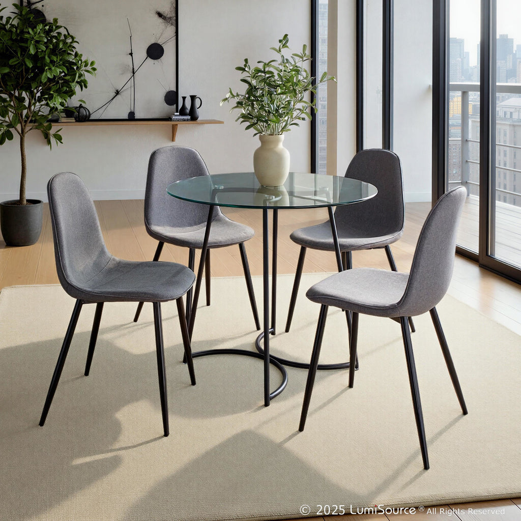 Cece Dinette Table - Black Steel, Clear Glass