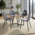 Cece Dinette Table - Black Steel, Clear Glass