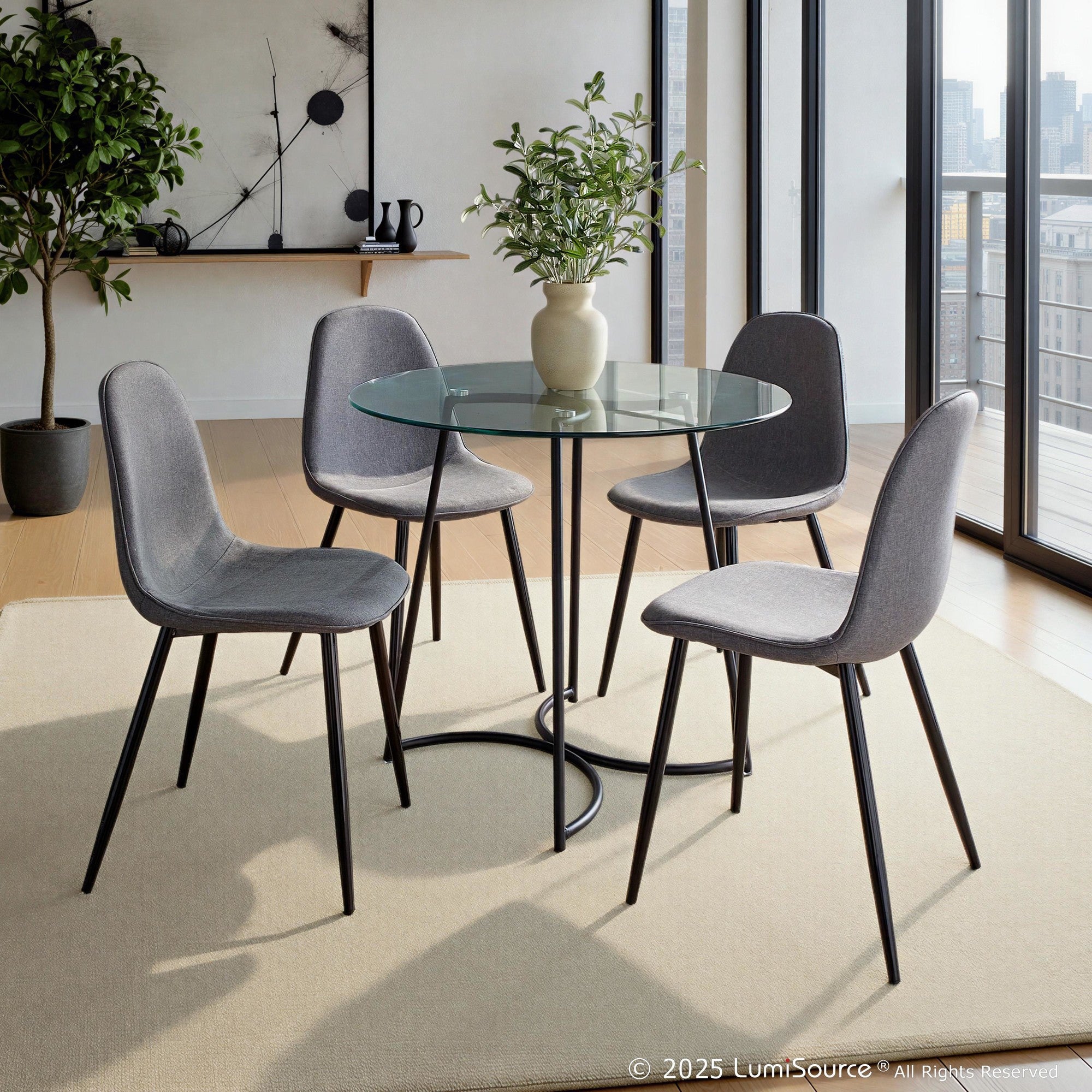 Cece Dinette Table - Black Steel, Clear Glass