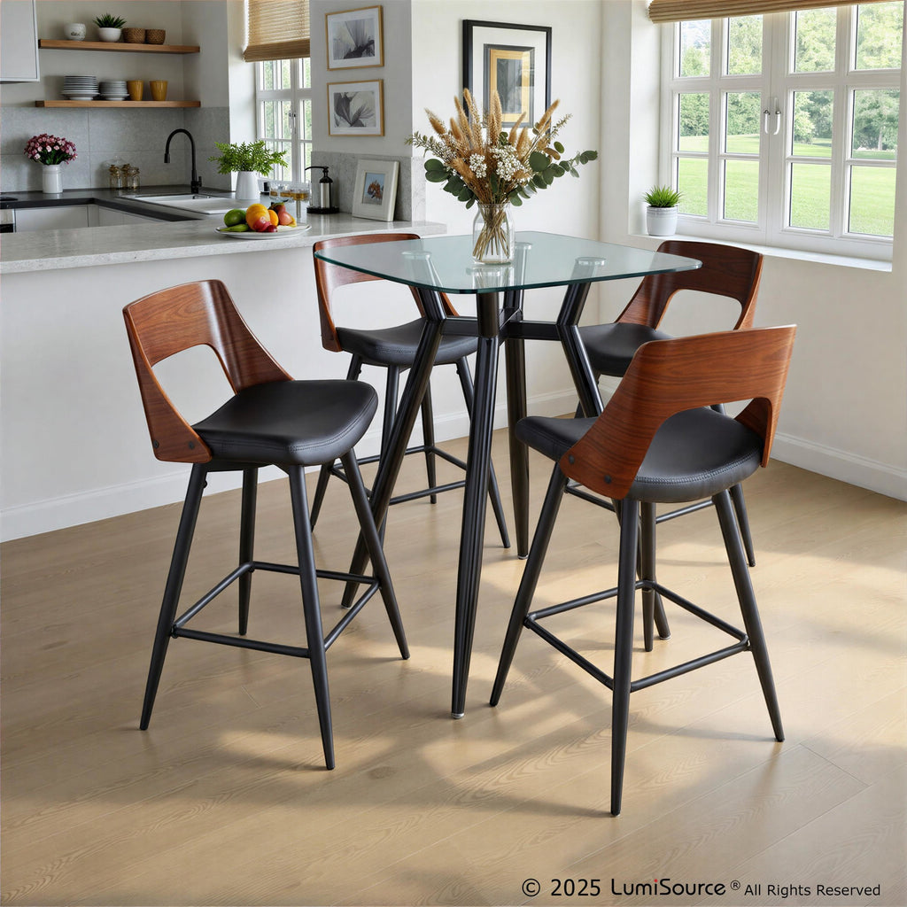 Clara Square Counter Table - Black Metal, Clear Glass