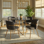 Cosmo-cinch Dining Set - 5 Piece - Gold Metal, Black MDF, Black PU