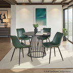 Canary-durango Dining Set - 5 Piece - Black Metal, Black MDF, Green PU