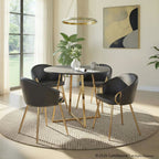 Cosmo-claire Dining Set - 5 Piece - Gold Metal, Black MDF, Black PU